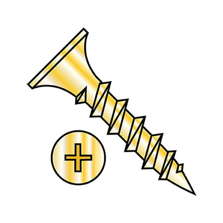 10X6 Phillips Recess Bugle Head Coarse Thread Drywall Screw Zinc Yellow (Pack Qty 500) BC-1096CPGY