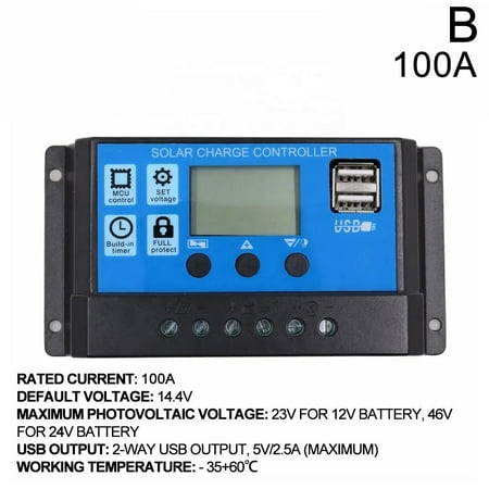 100A 12V-24V MPPT Solar Charger Controller Panel Controller Digital Daul G5I6