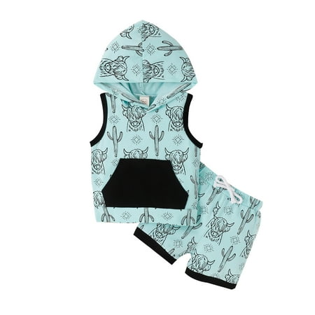 Toddler Boy Outfits Sleeveless Cartoon Cow Prints Hooded T Shirt Vest Tops Shorts Baby Clothes Green 6 Months-12 Months
Toddler Boy Outfits Sleeveless Cartoon Cow Prints Hooded T Shirt Vest Tops Shorts Baby Clothes Green 6 Months-12 Months