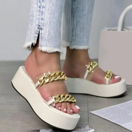 Ladies Fashion Transparent Chain Sandals Open Toe Wedge Platform Slippers Note Please Buy One Or Two Sizes Larger
Ladies Fashion Transparent Chain Sandals Open Toe Wedge Platform Slippers Note Please Buy One Or Two Sizes Larger