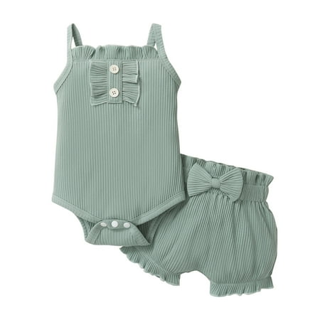 EHTMSAK Infant Baby Toddler Girl 2PCS Bodysuit and Shorts Set Clothing Set Summer Short Sleeve Outfits Green 3M-18M 80
EHTMSAK Infant Baby Toddler Girl 2PCS Bodysuit and Shorts Set Clothing Set Summer Short Sleeve Outfits Green 3M-18M 80
