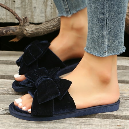 Cathalem Women Slipper Socks Ladies Fashion Solid Color Bow Knot Comfortable Warm Flat Casual Slippers for Women Indoor Outdoor Blue 8
Cathalem Women Slipper Socks Ladies Fashion Solid Color Bow Knot Comfortable Warm Flat Casual Slippers for Women Indoor Outdoor Blue 8