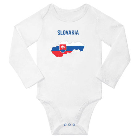 Slovakia Flag Map Baby Long Slevve Rompers Bodysuit (White 18-24 Months)