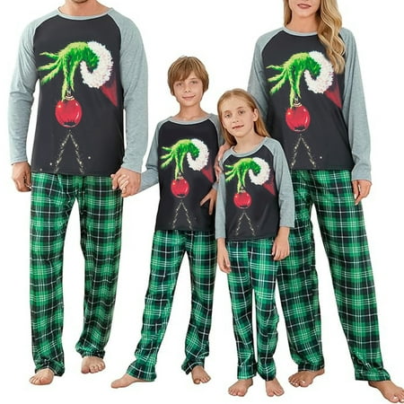 Christmas Family Pajamas Matching Set Green Elf Hand Print Tops with Plaid Pants Sleepwear XMAS Jammies
Christmas Family Pajamas Matching Set Green Elf Hand Print Tops with Plaid Pants Sleepwear XMAS Jammies
