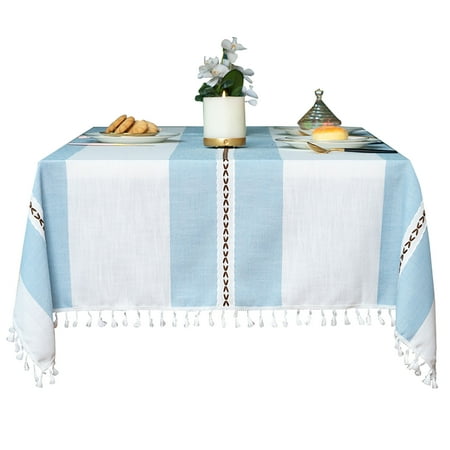 Tablecloths For Rectangle Tables Cotton Linen Striped Tablecloth With Tassel Washable Stain Resistant Table Covers For Dining Room Kitchen Picnic Garden Yard Outdoor-Blue-140x180cm(55x71 )
Tablecloths For Rectangle Tables Cotton Linen Striped Tablecloth With Tassel Washable Stain Resistant Table Covers For Dining Room Kitchen Picnic Garden Yard Outdoor-Blue-140x180cm(55x71 )