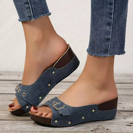 Slippers Fashion Women Summer Wedges Buckle Strap Solid Color Comfortable Shoes Beach Open Toe Breathable Sandals
Slippers Fashion Women Summer Wedges Buckle Strap Solid Color Comfortable Shoes Beach Open Toe Breathable Sandals