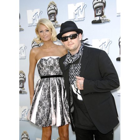 Paris Hilton (Wearing A Betsey Johnson Dress) Benji Madden At Arrivals For 2008 Mtv Movie Awards Gibson Amphitheatre