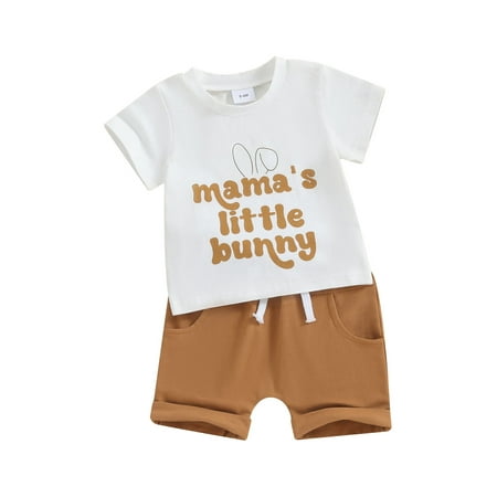 Jkerther Toddler Boys Easter Outfits Letter Print Short Sleeve T-Shirt and Elastic Shorts Summer 2 Piece Clothes Set
Jkerther Toddler Boys Easter Outfits Letter Print Short Sleeve T-Shirt and Elastic Shorts Summer 2 Piece Clothes Set