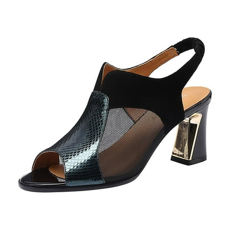 CLZOUD Swim Sandals Women Black Leather Stitching Sandals Female Thick with Hollow Mesh High Heel Women s Shoes Soft Leather Ladies Fish Mouth Shoes 37
CLZOUD Swim Sandals Women Black Leather Stitching Sandals Female Thick with Hollow Mesh High Heel Women s Shoes Soft Leather Ladies Fish Mouth Shoes 37