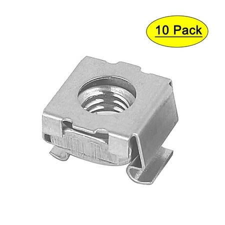 M6 Female Thread 304 Stainless Steel Cage Nuts Silver Tone 10pcs