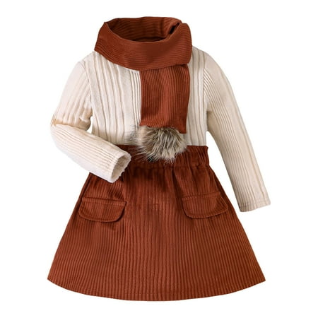 Toddler Girls Outfit Long Sleeve Solid Knitted Pullover Tops Skirts Scarf 3 Piece Outfits Girls Warm Clothes Set For Fall Winter
Toddler Girls Outfit Long Sleeve Solid Knitted Pullover Tops Skirts Scarf 3 Piece Outfits Girls Warm Clothes Set For Fall Winter