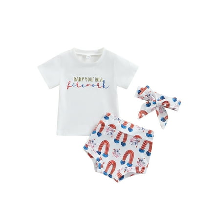 Sunisery Independence Day Infant Baby Girl Clothes Suits Letter Print T-Shirts Rainbow Fireworks Print Shorts Headband 3Pcs Sets
Sunisery Independence Day Infant Baby Girl Clothes Suits Letter Print T-Shirts Rainbow Fireworks Print Shorts Headband 3Pcs Sets