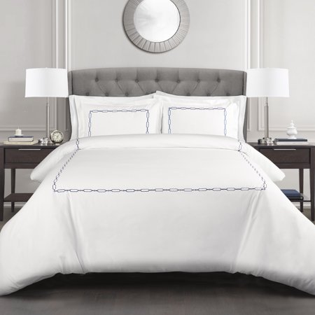 Hotel Geo Duvet Cover Navy 3Pc Set Full/Queen