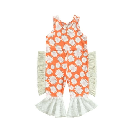 Frobukio Kids Girls Summer Jumpsuit Overalls Sleeveless Floral Print Tassel Romper Bell-Bottoms Bodysuit Beachwear Orange 3-4 Years
Frobukio Kids Girls Summer Jumpsuit Overalls Sleeveless Floral Print Tassel Romper Bell-Bottoms Bodysuit Beachwear Orange 3-4 Years