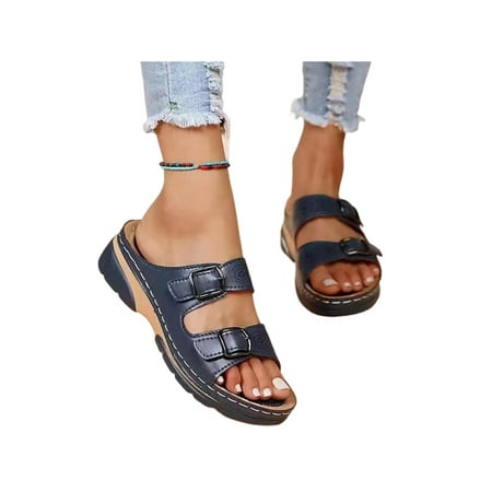 Daeful Ladies Slides Summer Wedge Sandals Slip On Platform Sandal Buckle Strap Beach Casual Shoes Womens Non-Slip Blue 6.5
Daeful Ladies Slides Summer Wedge Sandals Slip On Platform Sandal Buckle Strap Beach Casual Shoes Womens Non-Slip Blue 6.5