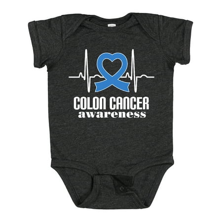 Inktastic Colon Cancer Awareness Heartbeat Gift Baby Boy or Baby Girl Bodysuit