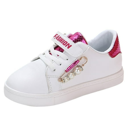 Relanfenk Baby Sneakers Children Kids Girls Scale Pearl Single Flat Princess Sport Shoes