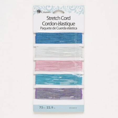 Cord mix elastic sparkle 0.7mm round. Sold per 75-foot pkg.