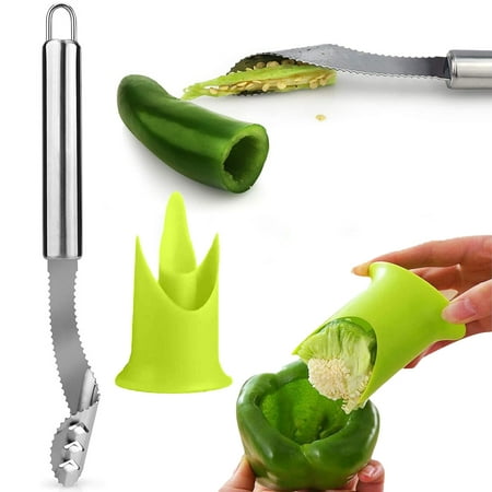 Pepper Corer Tool Set Stainless Steel Pepper Core Remover with Chili Deseeder Separator Gadget
Pepper Corer Tool Set Stainless Steel Pepper Core Remover with Chili Deseeder Separator Gadget