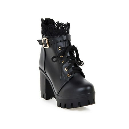 Eloshman Womens Anti Slip Round Toe Chunky Heeled Boot Wedding Fashion Block Platform Boots Casual Tie Up Shoes Black 9
Eloshman Womens Anti Slip Round Toe Chunky Heeled Boot Wedding Fashion Block Platform Boots Casual Tie Up Shoes Black 9