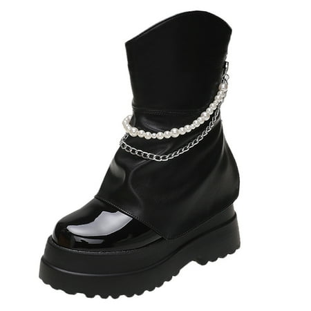 Tuscom Womens Fashion Solid Boots Zipper Pointed Head High Heel Boots Shoes Thick-soled Inner Height Metal Chain Boots for Women
Tuscom Womens Fashion Solid Boots Zipper Pointed Head High Heel Boots Shoes Thick-soled Inner Height Metal Chain Boots for Women