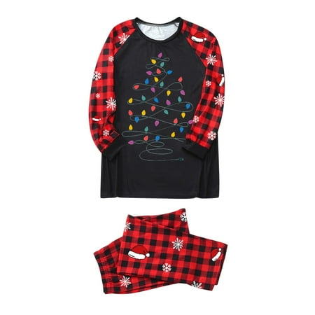 Daddy Dad Sleepwear For Christmas Family Matching Pajamas Cute Big Headed Deer Print Pjs Plaid Long Sleeve Tops And Pants Soft Casusal Holiday Sleepwear