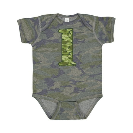 Inktastic Green Camo 1st Birthday Gift Baby Boy Bodysuit