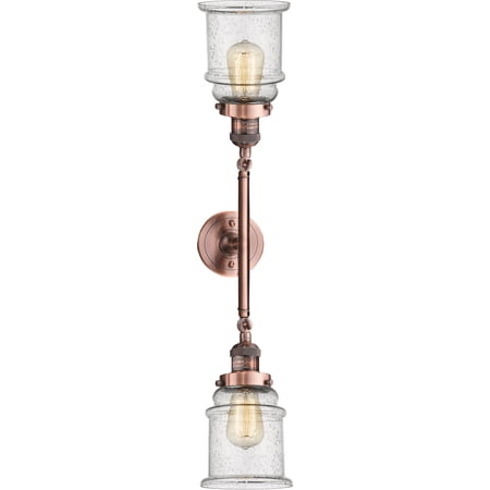 Bathroom Vanity 2 Light Fixtures With Antique Copper Finish Cast Brass/Glass Material Medium 6" 6 Watts