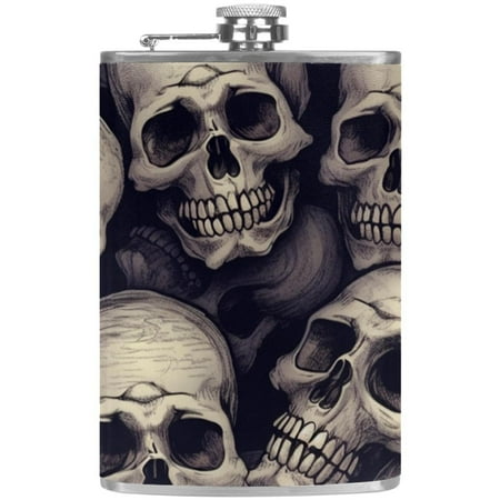 josid Skull Pattern 3.6x6in Stainless Steel Small Flask Leak-Proof Stainless Steel Construction Wrapped in Premium Two-Layer Leather Nano-Printed Design 227ml Capacity
josid Skull Pattern 3.6x6in Stainless Steel Small Flask Leak-Proof Stainless Steel Construction Wrapped in Premium Two-Layer Leather Nano-Printed Design 227ml Capacity