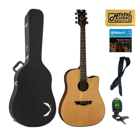 Dean Guitars AX DCE GN HSBKPACK Dreadnought Cutaway Acoustic-Electric Guitar, Gloss Natural Case Bundle