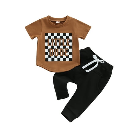 AMILIEe Toddler Baby Boys Clothes Set Short Sleeve Checkerboard Letter Print T-shirt + Sweatpants Outfits
AMILIEe Toddler Baby Boys Clothes Set Short Sleeve Checkerboard Letter Print T-shirt + Sweatpants Outfits