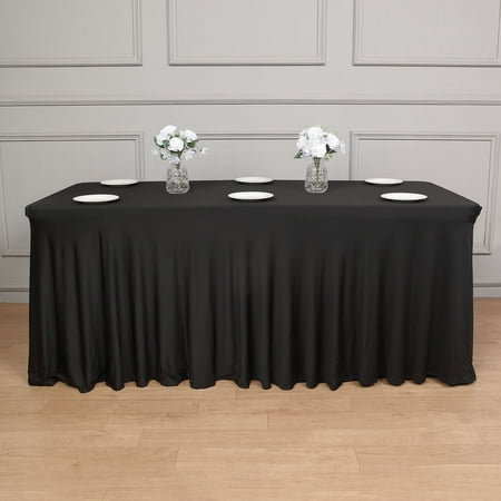 Efavormart 6ft Black Spandex Fitted Rectangle One Piece Tablecloth Table Skirt Stretchy Table Skirt Cover With Ruffles
Efavormart 6ft Black Spandex Fitted Rectangle One Piece Tablecloth Table Skirt Stretchy Table Skirt Cover With Ruffles