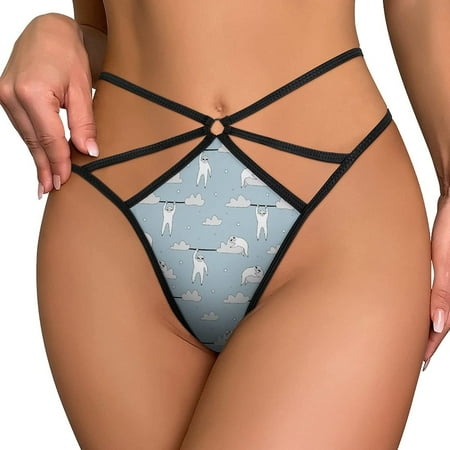 Sloth Again Sloth Women T-Back Mesh Thong Panties G-String Panties Underwear Sexy