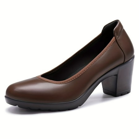 Mid Heel Womens Pumps - Comfortable Round Toe Simple Minimalist Design PU Faux Leather Block Heel Solid Color No Printing Work and Daily Wear Footwear for All Seasons
Mid Heel Womens Pumps - Comfortable Round Toe Simple Minimalist Design PU Faux Leather Block Heel Solid Color No Printing Work and Daily Wear Footwear for All Seasons