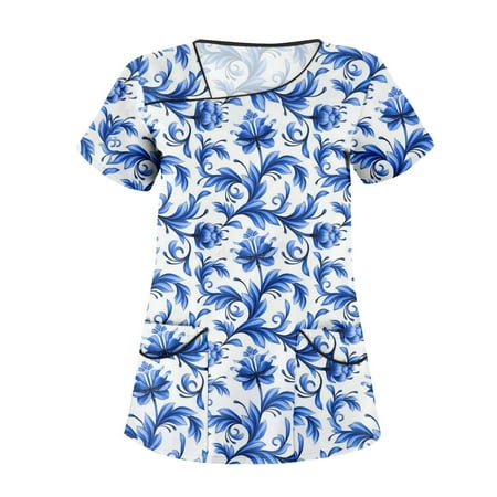 Yubatuo Independence Day Women Plus Size Scrubs Top with Pockets V-Neck Short Sleeve Printed Work Blouse for Women Blue 3XL
Yubatuo Independence Day Women Plus Size Scrubs Top with Pockets V-Neck Short Sleeve Printed Work Blouse for Women Blue 3XL