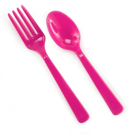 Forks and Spoons, Hot Pink, 8pk