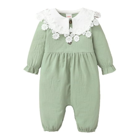 KIMI BEAR Newborn Baby Girls Rompers 0 Months Newborn Girls Autumn Winter Bodysuits 3 Months Newborn Girls Sweet Lace Doll Collar Long Sleeve Jumpsuits Green
KIMI BEAR Newborn Baby Girls Rompers 0 Months Newborn Girls Autumn Winter Bodysuits 3 Months Newborn Girls Sweet Lace Doll Collar Long Sleeve Jumpsuits Green