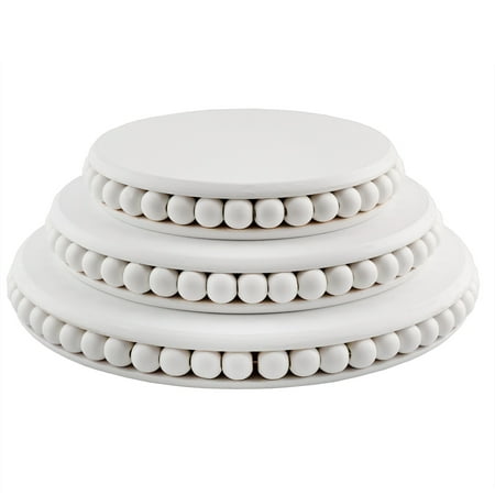 AuldHome Farmhouse Beaded Pedestal Tiered Stands (3-Piece Set White); Rustic Wood Beaded Tray Stack
AuldHome Farmhouse Beaded Pedestal Tiered Stands (3-Piece Set White); Rustic Wood Beaded Tray Stack