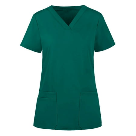 Women s Scrubs Tops Casual Solid Color Short Sleeve V-neck Holiday Tops Nurse Working Uniform Blouse with Pockets
Women s Scrubs Tops Casual Solid Color Short Sleeve V-neck Holiday Tops Nurse Working Uniform Blouse with Pockets
