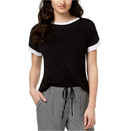 DKNY Women s Contrast-Trim Pajama Top Black M