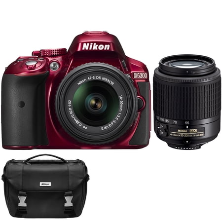 Nikon D5300 Digital SLR Camera & 18-55mm G VR DX II AF-S Zoom (Red) with 55-200mm G DX AF-S ED Lens + Case Nikon D5300 Digital SLR Camera & 18-55mm G VR DX II AF-S Zoom (Red) with 55-200mm G DX AF-S ED Lens + Case