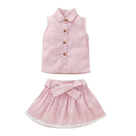 Bagilaanoe 2Pcs Toddler Baby Girls Skirt Set Dot Print Sleeveless Lapel Button Vest Tops + A Line Mini Short Skirt with Belt 6M 12M 18M 24M 3T Kids Summer Outfits
Bagilaanoe 2Pcs Toddler Baby Girls Skirt Set Dot Print Sleeveless Lapel Button Vest Tops + A Line Mini Short Skirt with Belt 6M 12M 18M 24M 3T Kids Summer Outfits