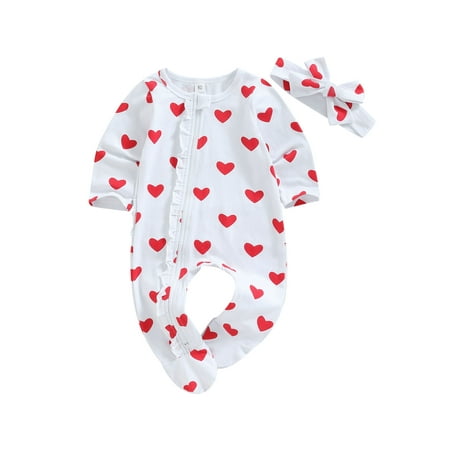 MissiMae Baby Girls Jumpsuit Set Long Sleeve Heart Print Romper with Headband for Valentine’s Day 0-6M
MissiMae Baby Girls Jumpsuit Set Long Sleeve Heart Print Romper with Headband for Valentine’s Day 0-6M