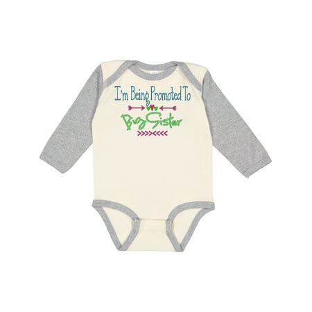 Inktastic I m Being Promoted to Big Sister Gift Baby Girl Long Sleeve Bodysuit