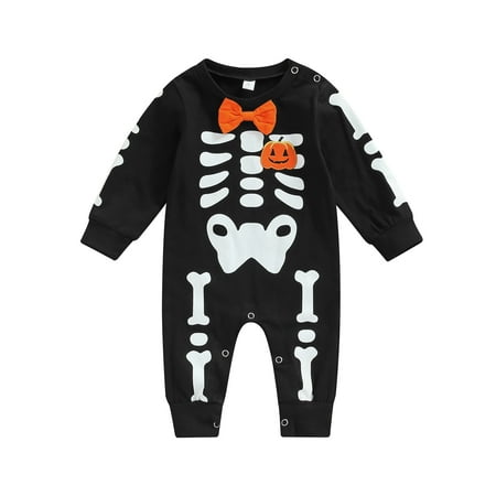 Meihuida Baby Boy s Girl s Romper Round Neck Long Sleeve Skeleton Pumpkin Printed Bowknot Snap Closure Jumpsuit
Meihuida Baby Boy s Girl s Romper Round Neck Long Sleeve Skeleton Pumpkin Printed Bowknot Snap Closure Jumpsuit