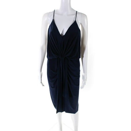 Pre-owned|Misa Womens Spaghetti Strap V Neck Dress Navy Blue Size Large