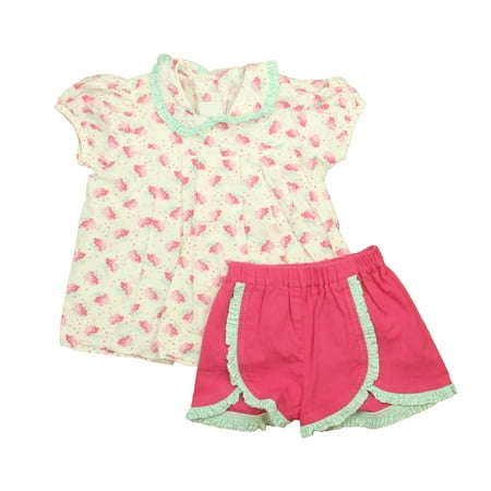 Pre-owned Two Girls and a Boy Girls White | Pink Apparel Sets size: 4T
