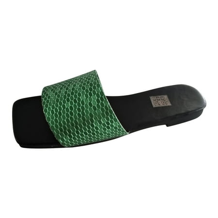 Cathalem Ladies Fashion Summer Leather Square Toe Open Toe Flat Beach Slippers Green 39
Cathalem Ladies Fashion Summer Leather Square Toe Open Toe Flat Beach Slippers Green 39