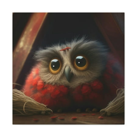 Barbara J Cute Baby Owl 24” x 24” Cotton Canvas Wall Decor Digital Print