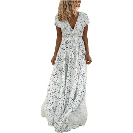 Charella Women s V-Neck Sleeveless Long Skirt Holiday Beach Polka Dot Bohemian Dress White L
Charella Women s V-Neck Sleeveless Long Skirt Holiday Beach Polka Dot Bohemian Dress White L